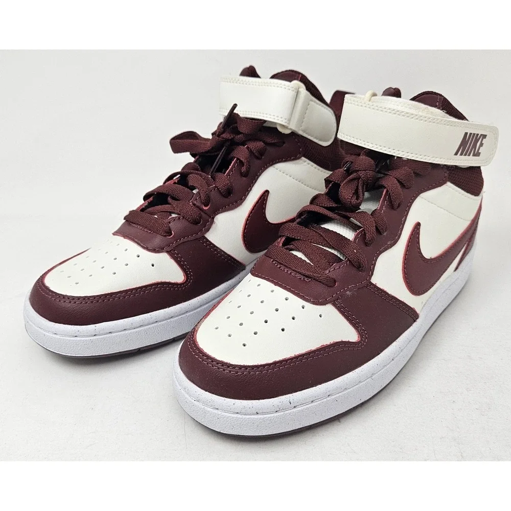 Nike Court Borough Mid 2 Boy's Sneakers Pearl White/Team Red Size 4.5 Y NEW!